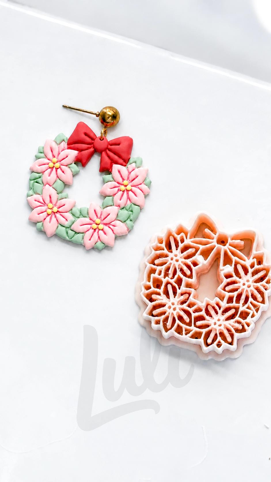Poinsettia Wreath Cutter: Floral Christmas Ring Shape for Polymer Clay| Preppy Christmas