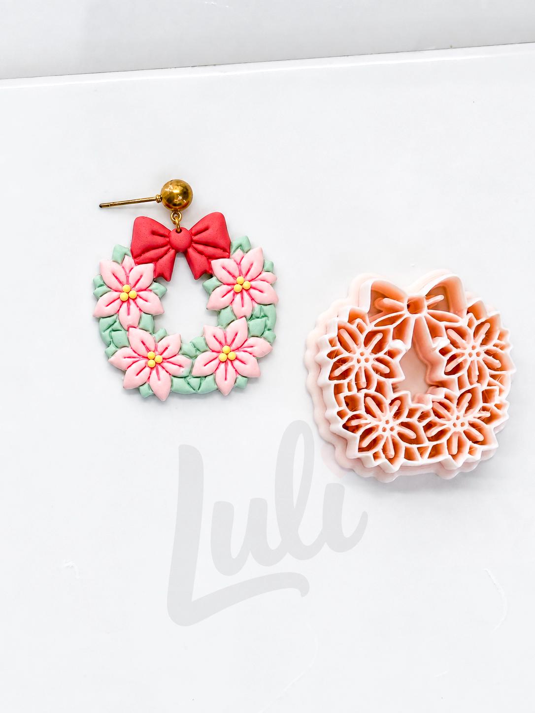 Poinsettia Wreath Cutter: Floral Christmas Ring Shape for Polymer Clay| Preppy Christmas