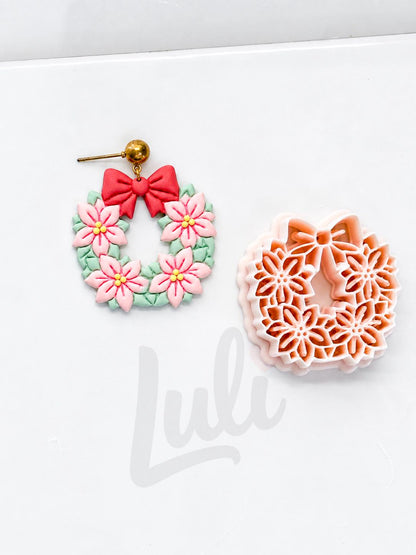 Poinsettia Wreath Cutter: Floral Christmas Ring Shape for Polymer Clay| Preppy Christmas