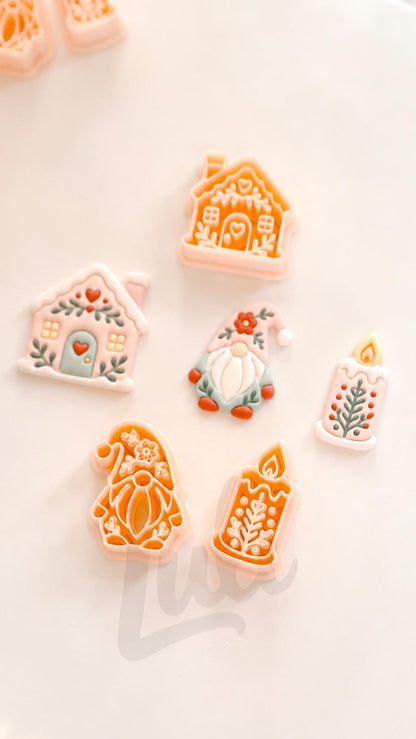 Winterfolk Cutter Set: Christmas Candle Gnome House Shapes for Polymer Clay| Preppy Christmas