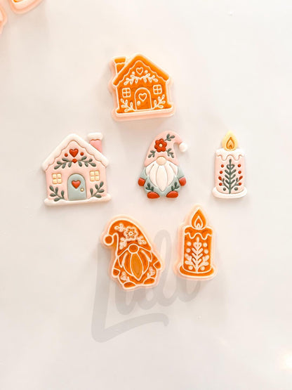Winterfolk Cutter Set: Christmas Candle Gnome House Shapes for Polymer Clay| Preppy Christmas