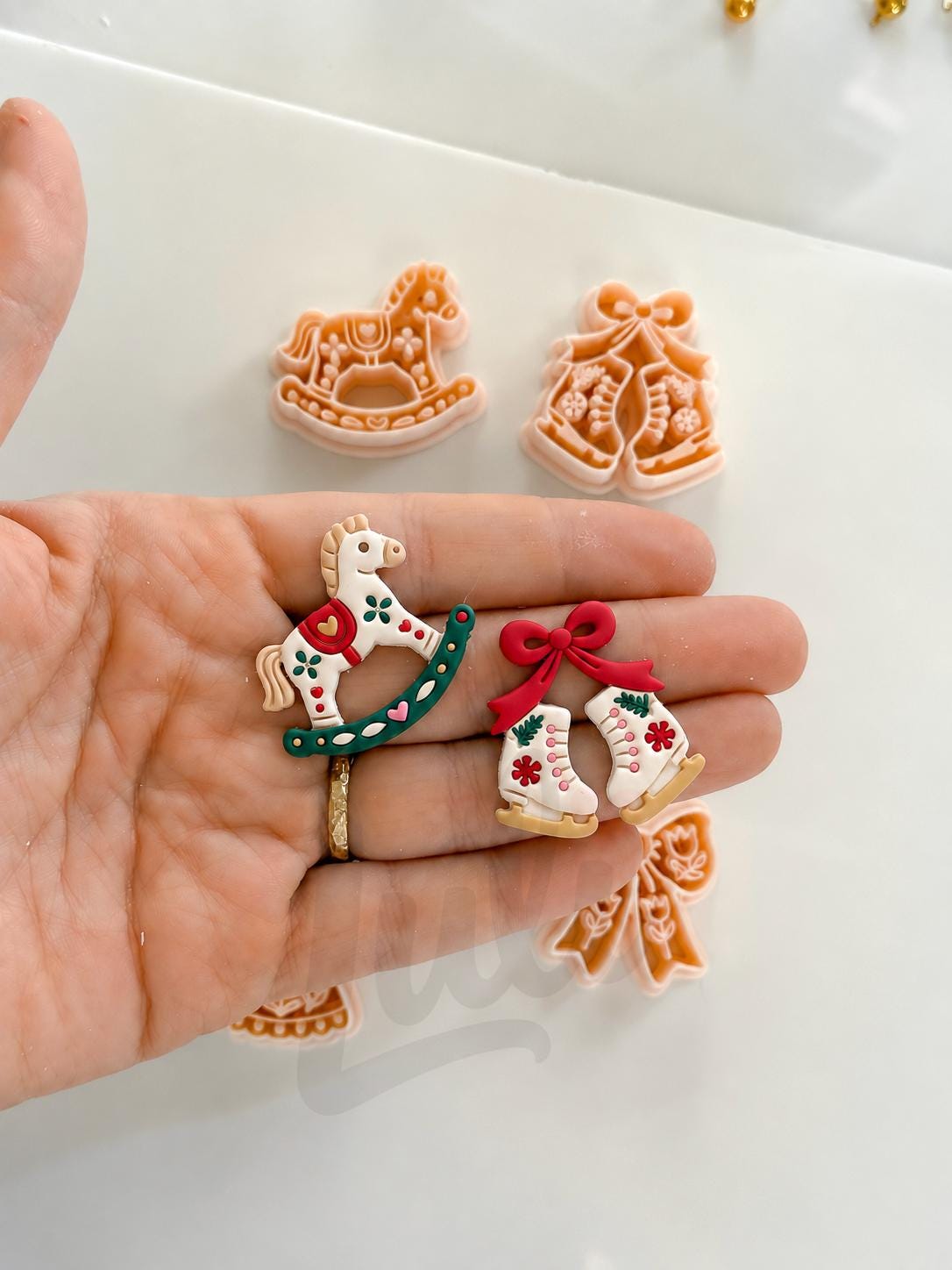 Merry Folk Cutters: Christmas Angel Bow Skates Horse for Polymer Clay| Preppy Christmas