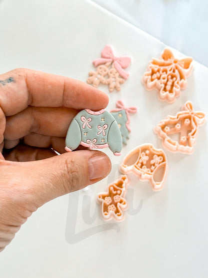 Preppy Christmas Cutter: Gingerbread Sweater Tree Set for Polymer Clay| Preppy Christmas