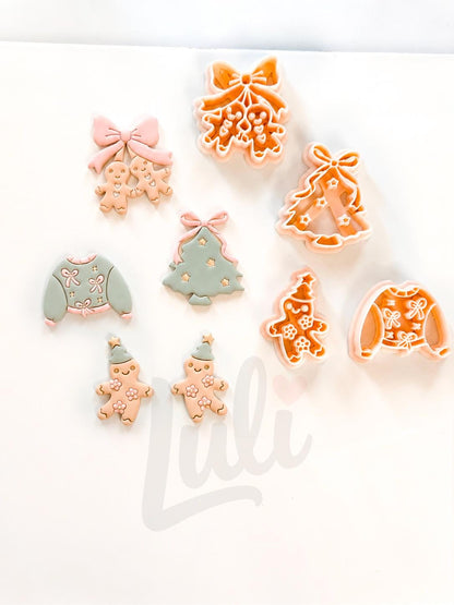 Preppy Christmas Cutter: Gingerbread Sweater Tree Set for Polymer Clay| Preppy Christmas
