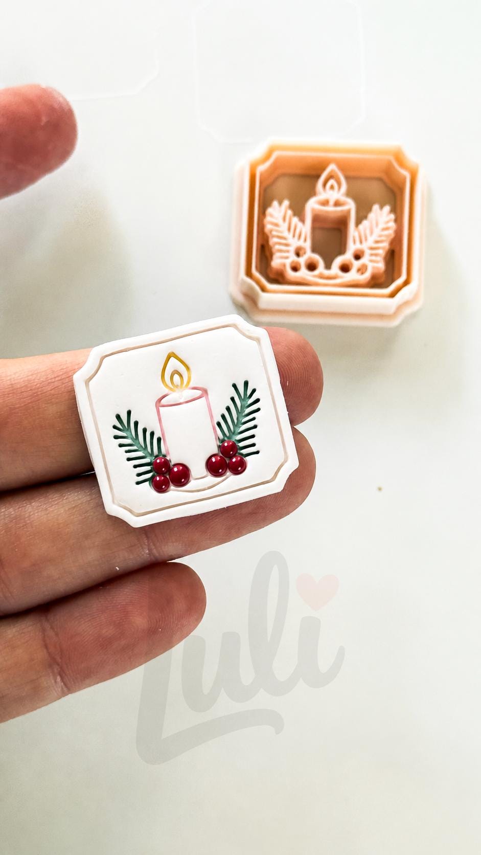 Merry Candle Cutter: Festive Botanical Frame for Polymer Clay| Preppy Christmas