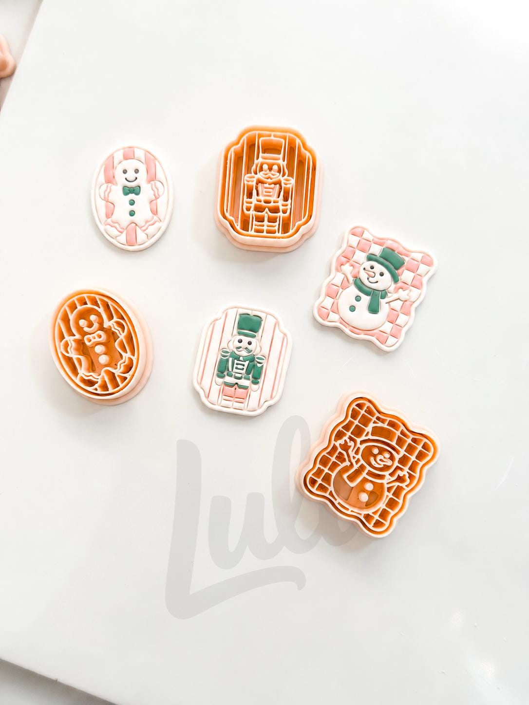 Framed Festive Set Cutters: Gingerbread Snowman Nutcracker Shapes for Polymer Clay| Preppy Christmas
