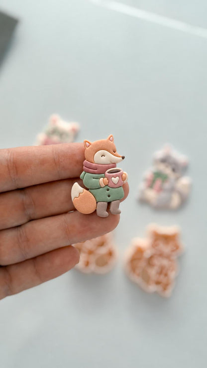 Whimsy Winter Friends Cutter: Fox and Raccoon Holiday Shapes for Polymer Clay| Preppy Christmas