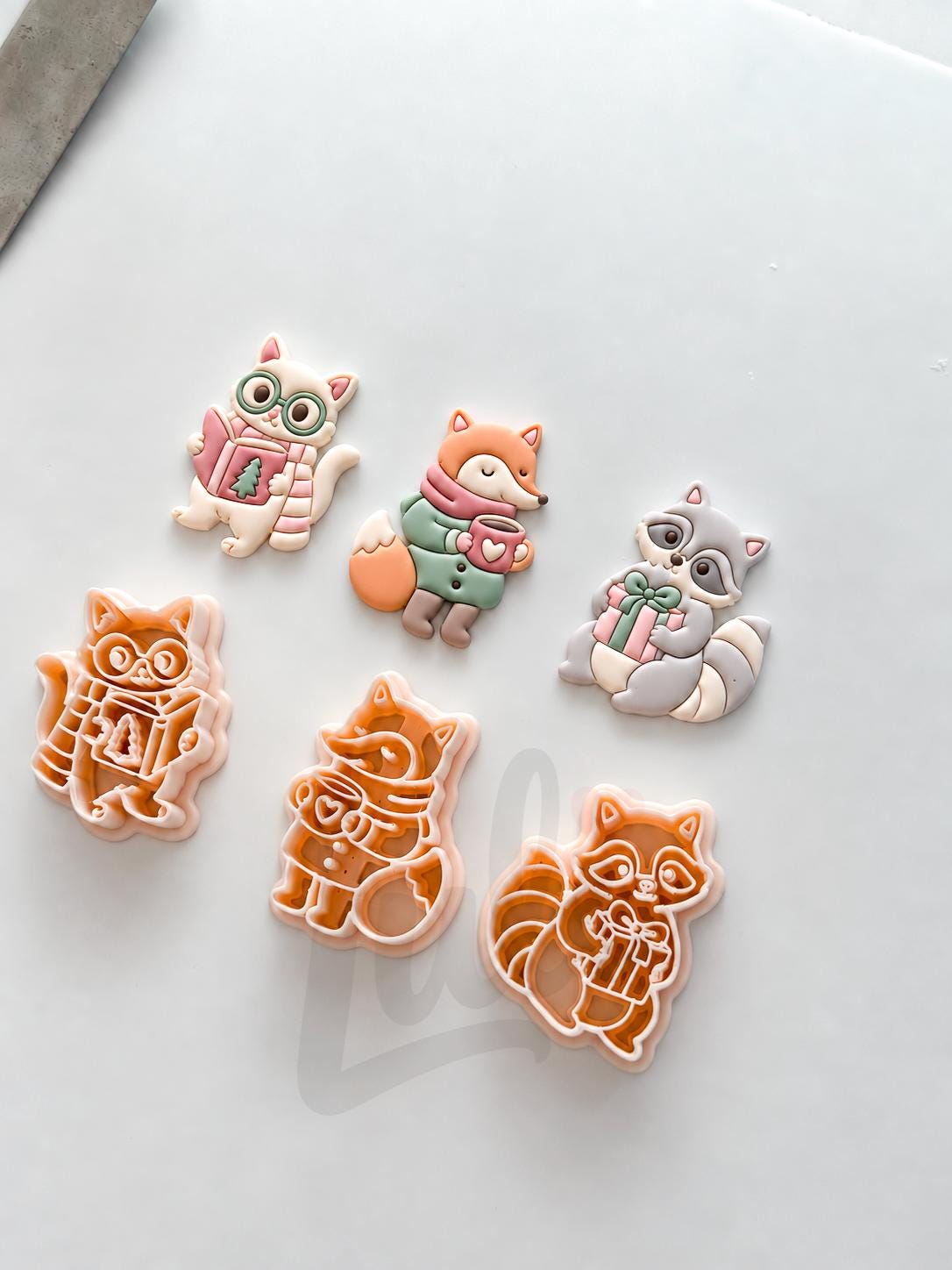 Whimsy Winter Friends Cutter: Fox and Raccoon Holiday Shapes for Polymer Clay| Preppy Christmas