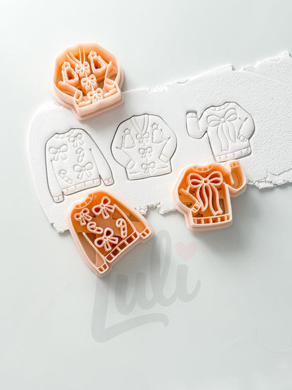 Christmas Sweaters Cutter: Festive Knitwear Motifs for Polymer Clay| Preppy Christmas