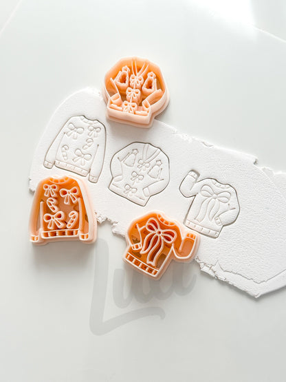 Christmas Sweaters Cutter: Festive Knitwear Motifs for Polymer Clay| Preppy Christmas