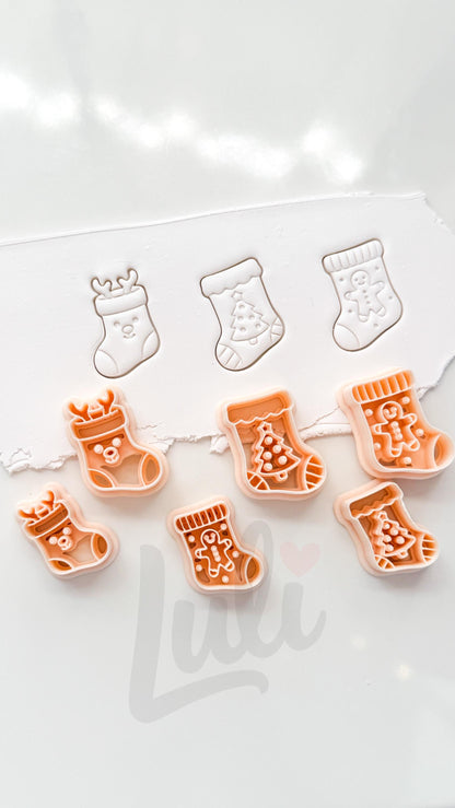 Winter Stocking Set Cutter: Festive Holiday Shapes for Polymer Clay| Preppy Christmas