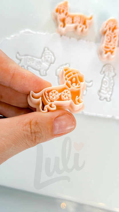 Winter Pups Cutter: Festive Dog Shapes for Polymer Clay| Preppy Christmas