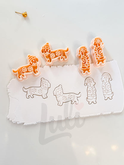 Winter Pups Cutter: Festive Dog Shapes for Polymer Clay| Preppy Christmas