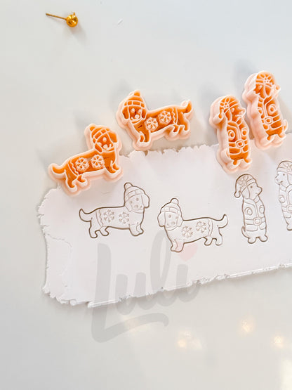 Winter Pups Cutter: Festive Dog Shapes for Polymer Clay| Preppy Christmas