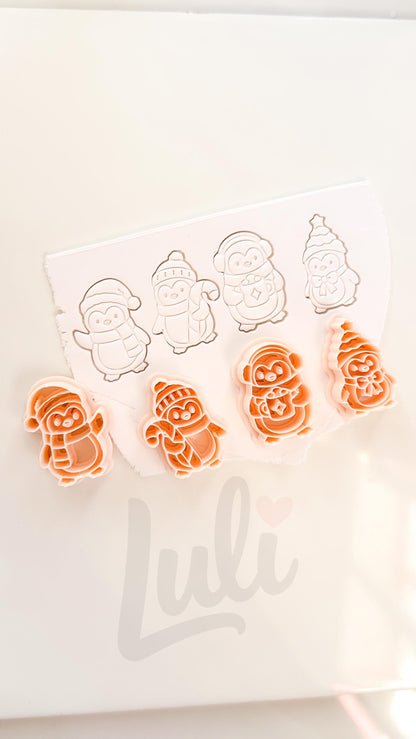 Winter Penguins Cutter: Festive Penguin Character Shapes for Polymer Clay| Preppy Christmas