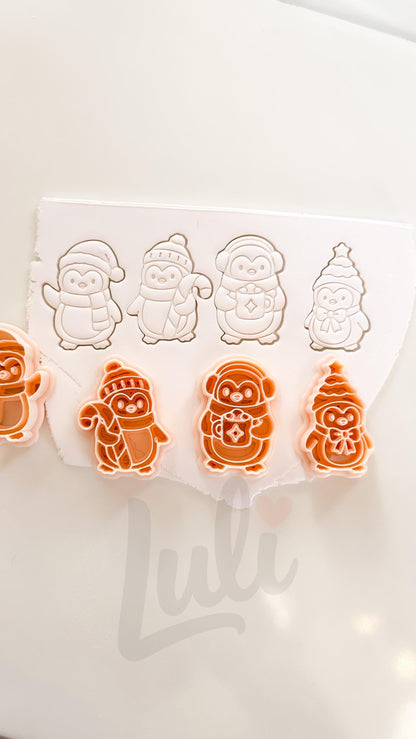 Winter Penguins Cutter: Festive Penguin Character Shapes for Polymer Clay| Preppy Christmas