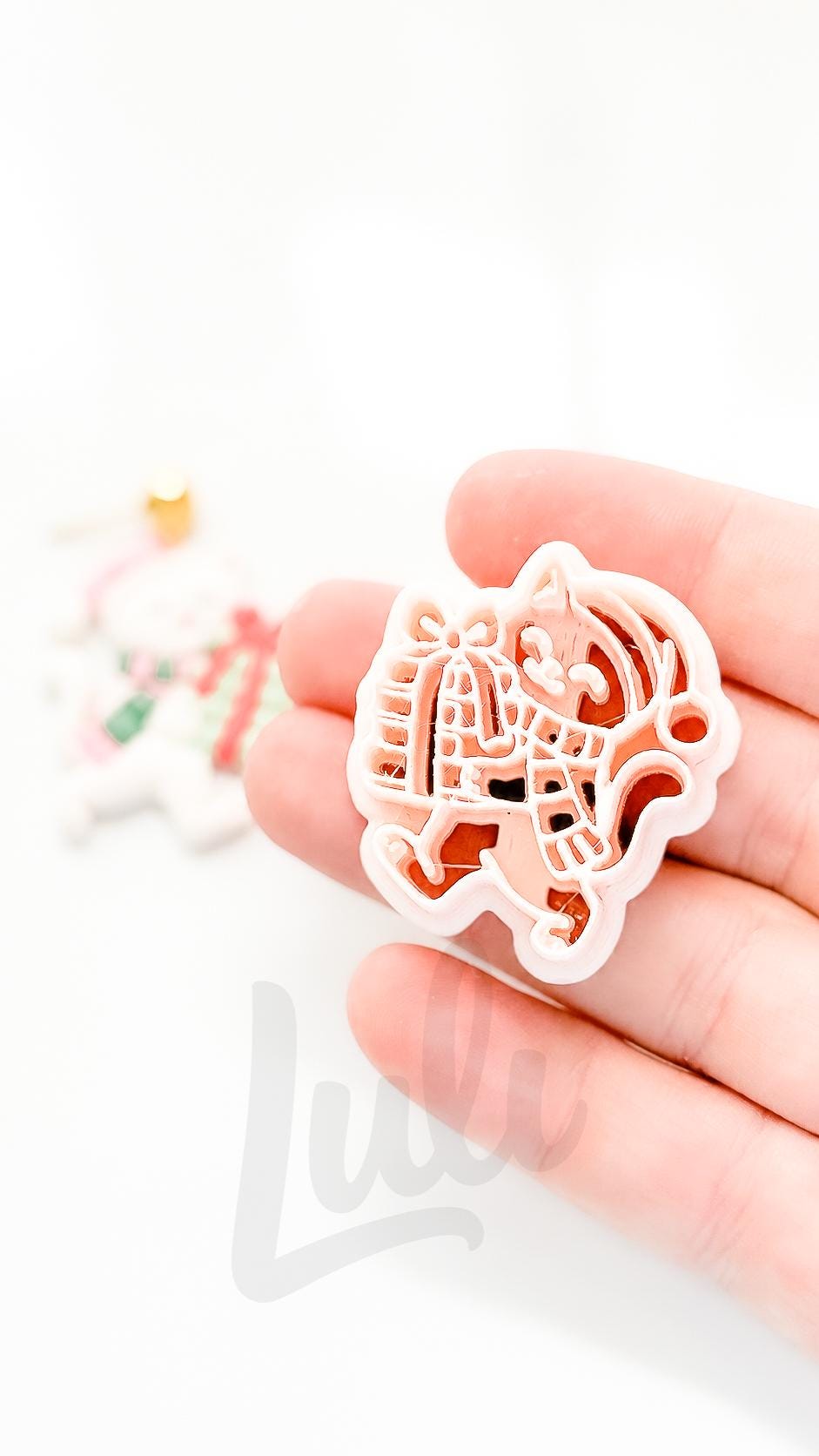Gift Runner Kitty Cutter: Christmas Cat Carrying Presents for Polymer Clay| Preppy Christmas