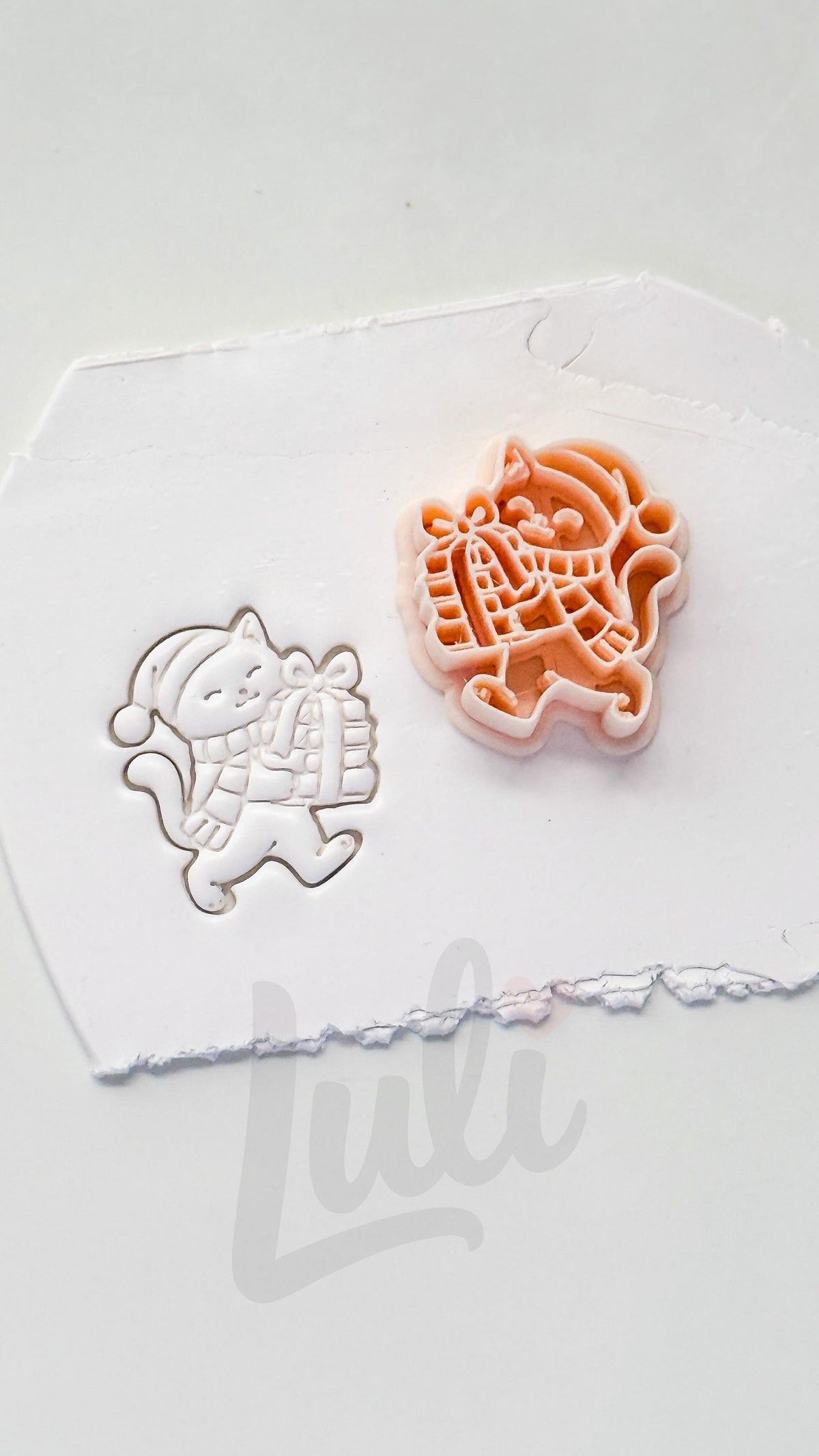 Gift Runner Kitty Cutter: Christmas Cat Carrying Presents for Polymer Clay| Preppy Christmas
