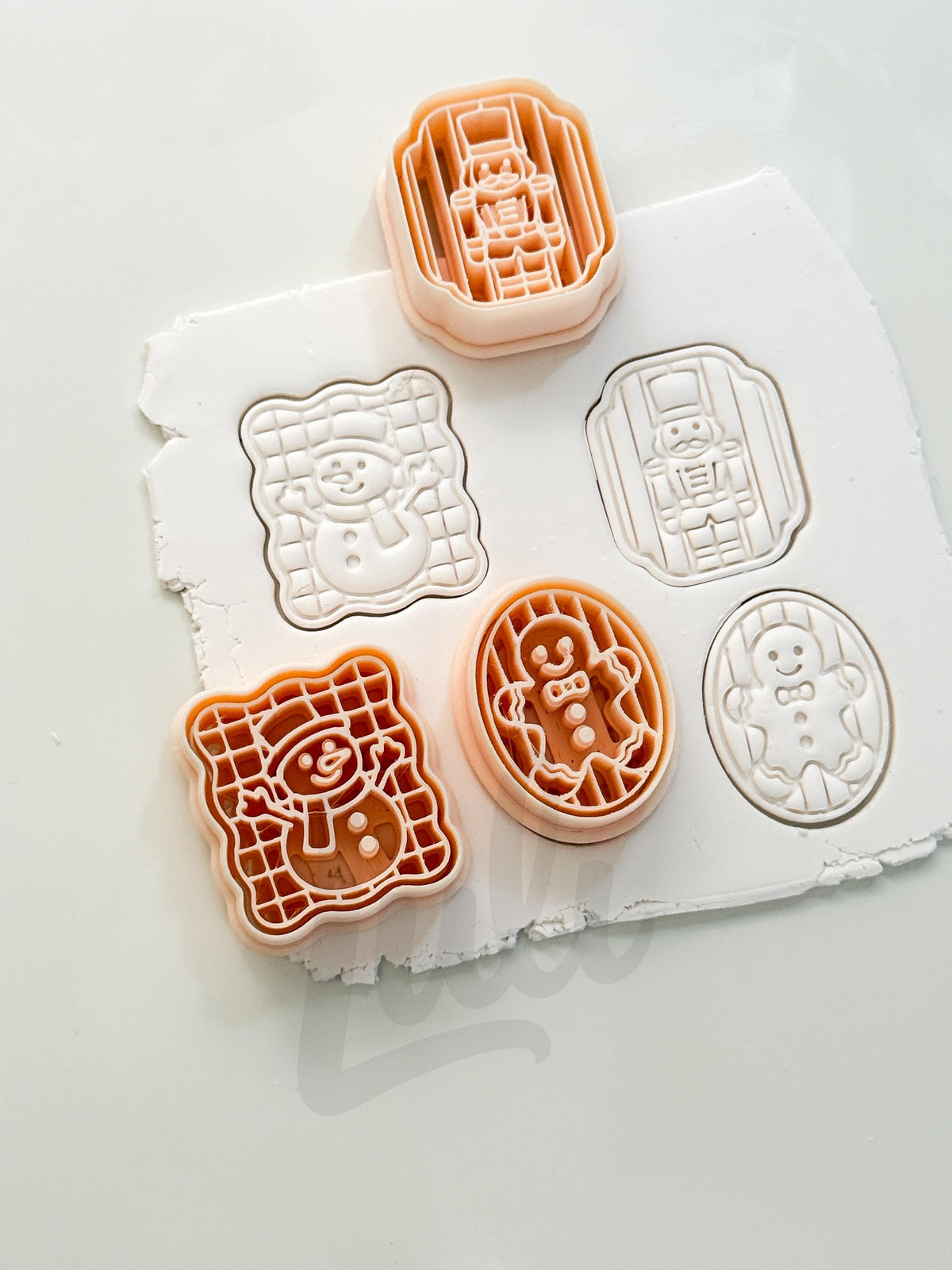 Framed Festive Set Cutters: Gingerbread Snowman Nutcracker Shapes for Polymer Clay| Preppy Christmas