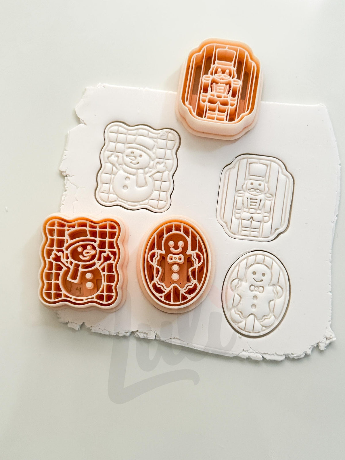 Framed Festive Set Cutters: Gingerbread Snowman Nutcracker Shapes for Polymer Clay| Preppy Christmas