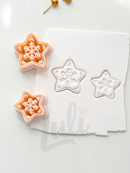 Christmas Cookie Star Cutter: Snowflake Motif for Polymer Clay| Preppy Christmas