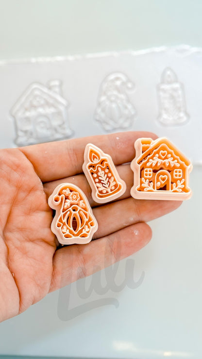 Winterfolk Cutter Set: Christmas Candle Gnome House Shapes for Polymer Clay| Preppy Christmas