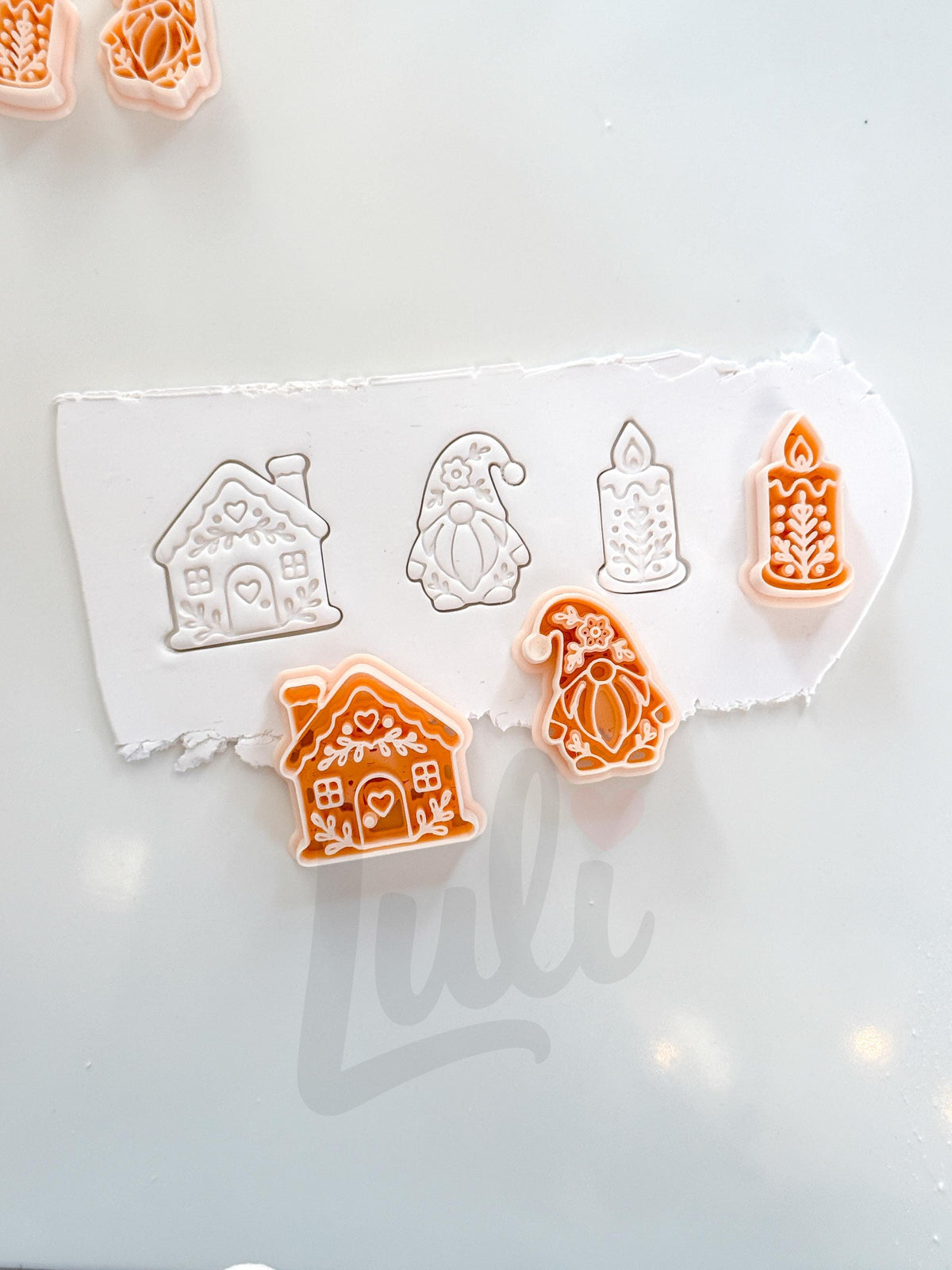 Winterfolk Cutter Set: Christmas Candle Gnome House Shapes for Polymer Clay| Preppy Christmas