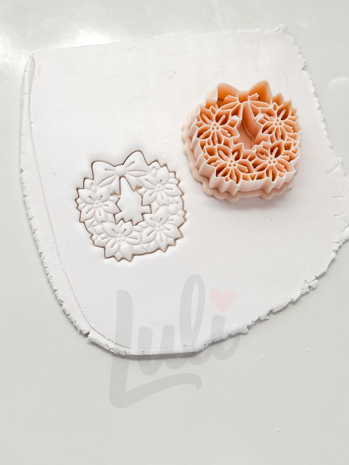 Poinsettia Wreath Cutter: Floral Christmas Ring Shape for Polymer Clay| Preppy Christmas