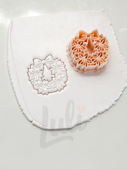 Poinsettia Wreath Cutter: Floral Christmas Ring Shape for Polymer Clay| Preppy Christmas