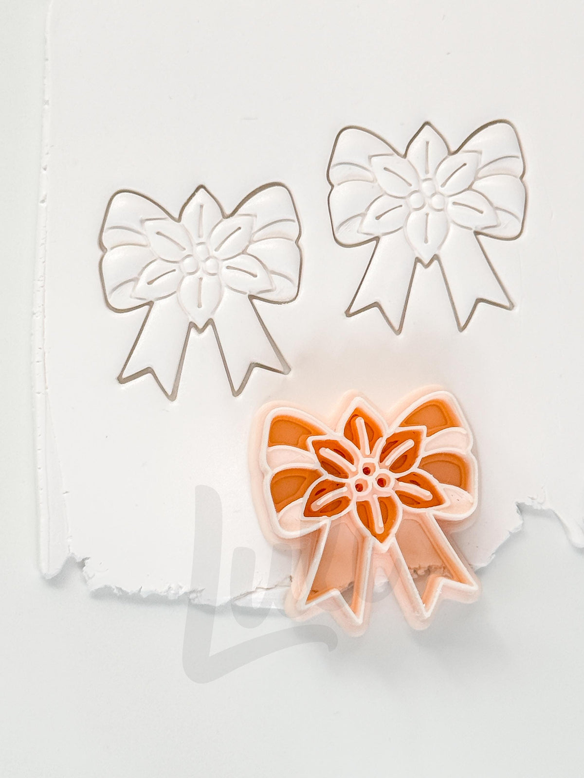 Poinsettia Bow Cutter: Floral Christmas Ribbon Shape for Polymer Clay| Preppy Christmas