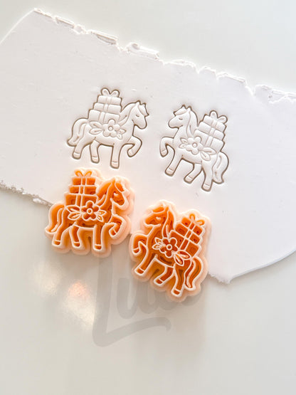 Santa Horse Cutter: Christmas Pony Design for Polymer Clay| Preppy Christmas