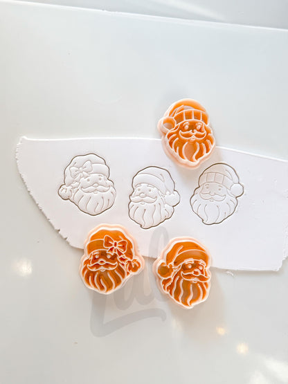 Preppy Santa Set Cutter: Festive Santa Portrait Shapes for Polymer Clay| Preppy Christmas