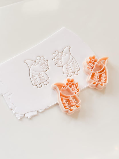 Whimsy Gnome Cutter: Floral Winter Character Shape for Polymer Clay| Preppy Christmas
