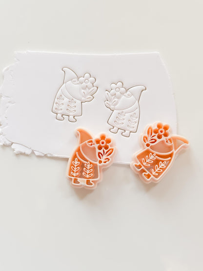 Whimsy Gnome Cutter: Floral Winter Character Shape for Polymer Clay| Preppy Christmas