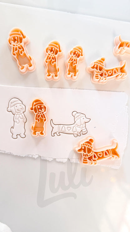 Christmas Pups Cutter: Festive Dog Shapes for Polymer Clay| Preppy Christmas