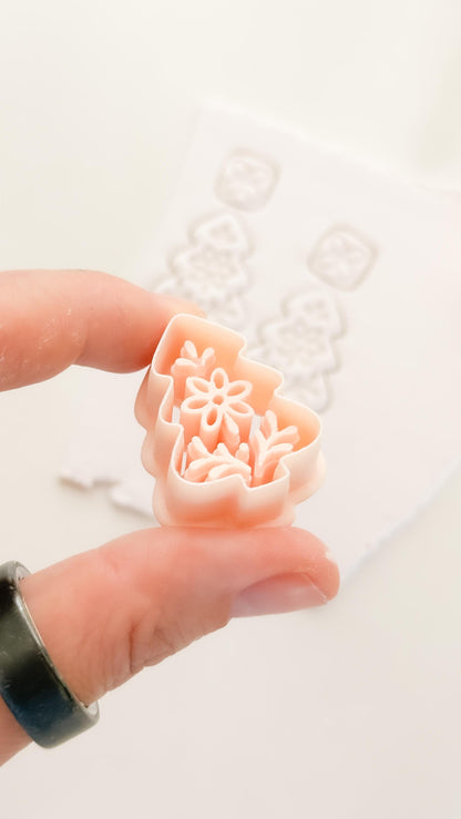 Folk Christmas Tree Cutter: Floral Holiday Shape for Polymer Clay| Preppy Christmas