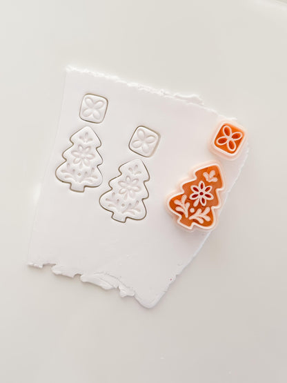 Folk Christmas Tree Cutter: Floral Holiday Shape for Polymer Clay| Preppy Christmas