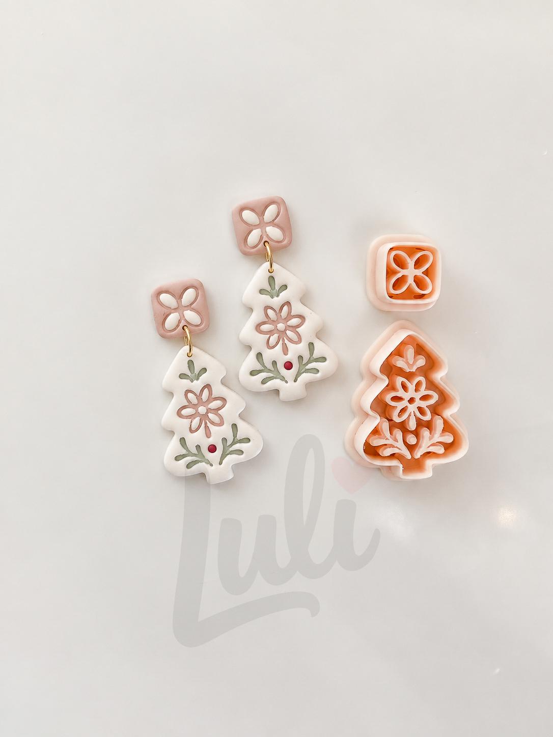 Folk Christmas Tree Cutter: Floral Holiday Shape for Polymer Clay| Preppy Christmas