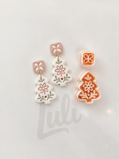 Folk Christmas Tree Cutter: Floral Holiday Shape for Polymer Clay| Preppy Christmas