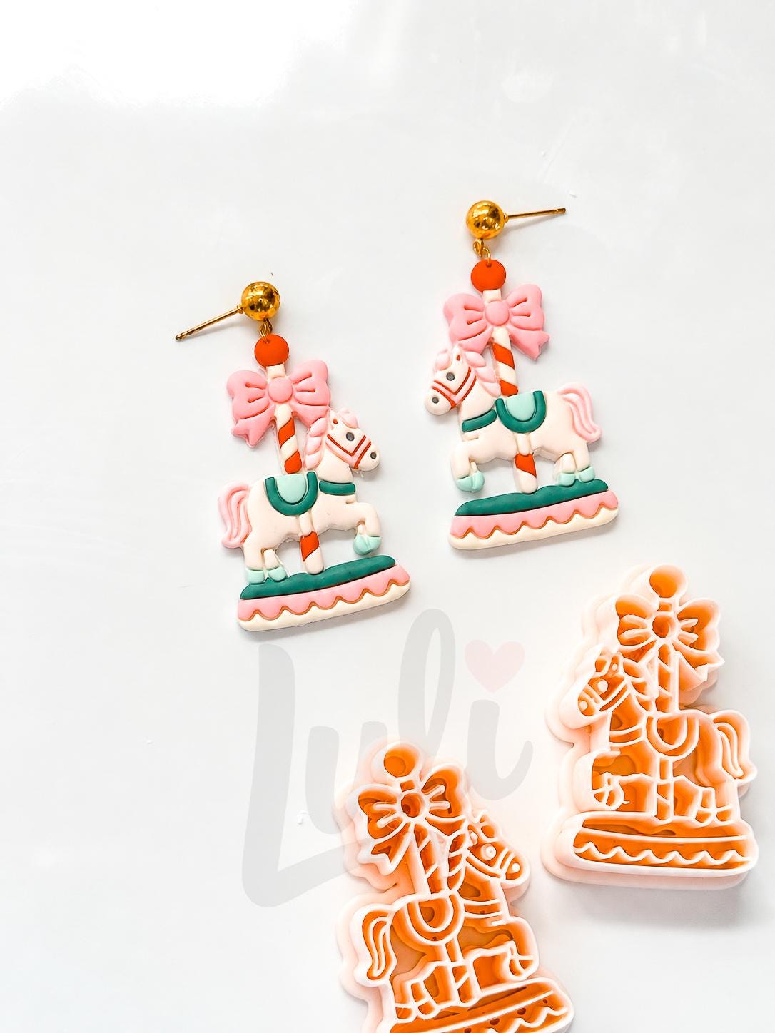 Christmas Carousel Horse Cutter: Festive Fairground Shape for Polymer Clay| Preppy Christmas
