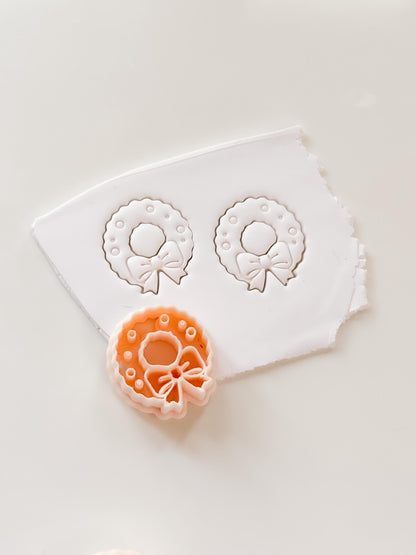 Merry Bow Wreath Cutter: Christmas Ornament Shape for Polymer Clay| Preppy Christmas