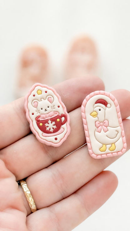 Christmas Duck and Mouse Cameo Cutter: Festive Animal Shapes for Polymer Clay| Preppy Christmas