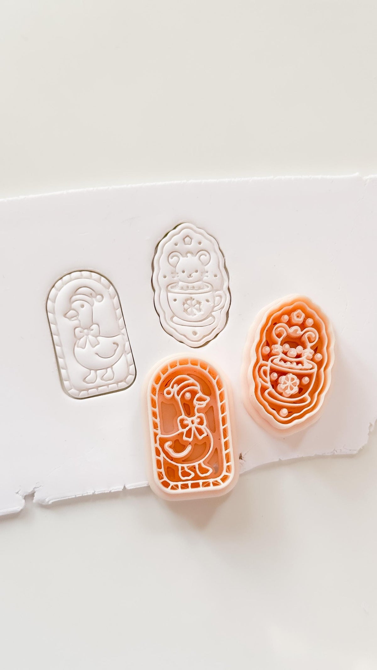 Christmas Duck and Mouse Cameo Cutter: Festive Animal Shapes for Polymer Clay| Preppy Christmas