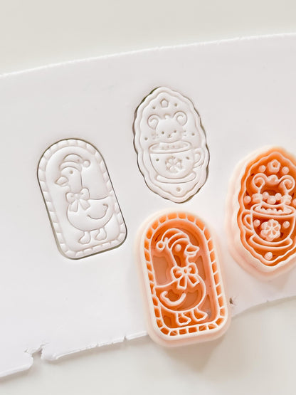Christmas Duck and Mouse Cameo Cutter: Festive Animal Shapes for Polymer Clay| Preppy Christmas