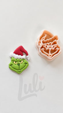 Grinch Cutter: Christmas Character Face for Polymer Clay| Preppy Christmas