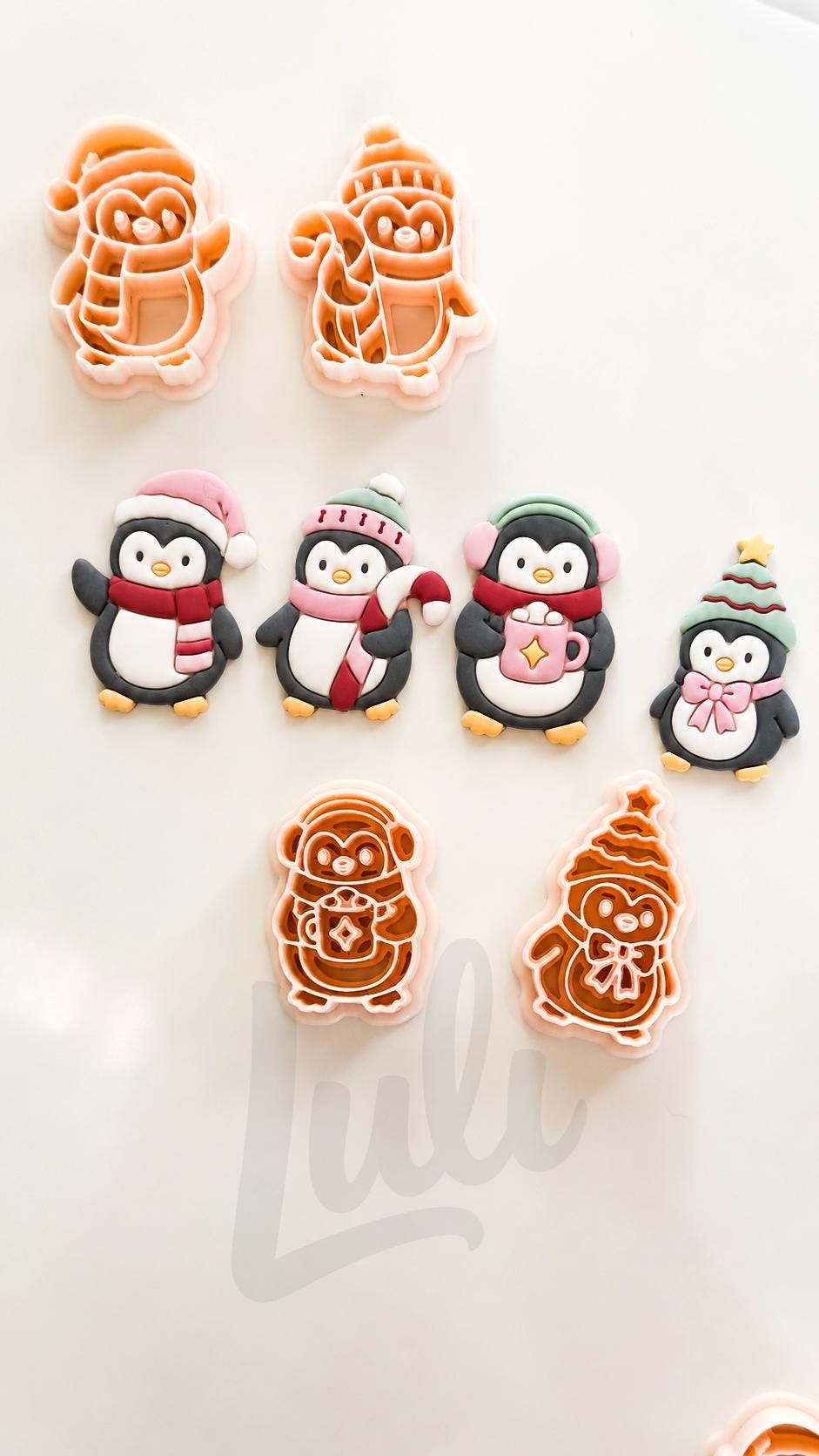 Winter Penguins Cutter: Festive Penguin Character Shapes for Polymer Clay| Preppy Christmas