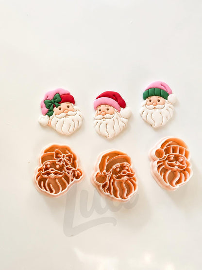 Preppy Santa Set Cutter: Festive Santa Portrait Shapes for Polymer Clay| Preppy Christmas