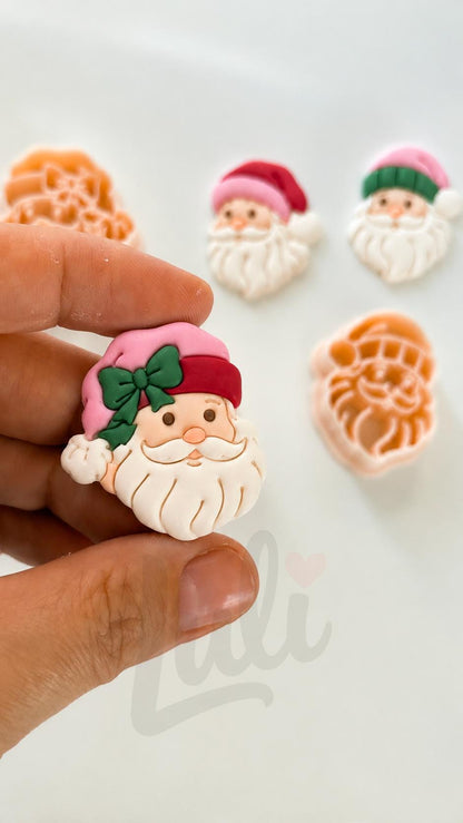 Preppy Santa Set Cutter: Festive Santa Portrait Shapes for Polymer Clay| Preppy Christmas