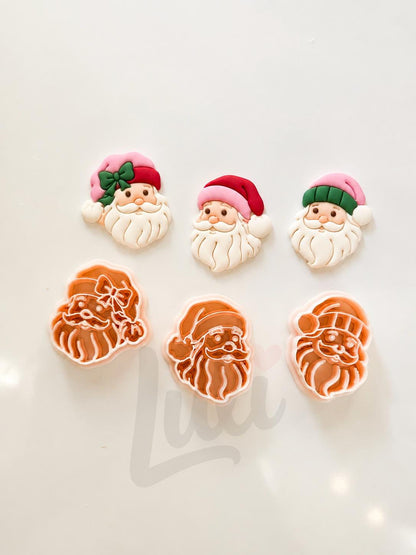 Preppy Santa Set Cutter: Festive Santa Portrait Shapes for Polymer Clay| Preppy Christmas