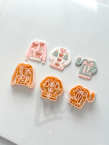 Christmas Sweaters Cutter: Festive Knitwear Motifs for Polymer Clay| Preppy Christmas